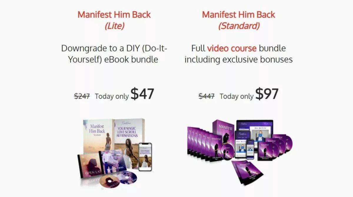 manifest him back pricing